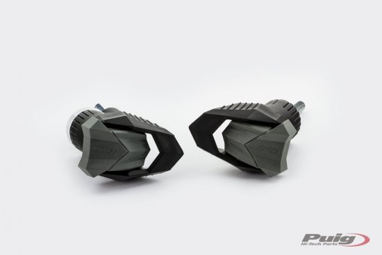 Frame sliders PUIG 21953N R19 black with grey rubber