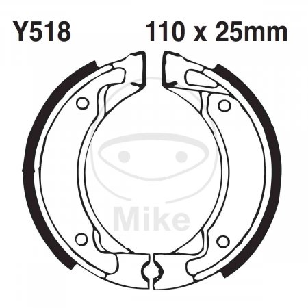 Brake shoe set EBC Y518G grooved includings springs