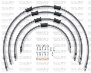 STANDARD Front brake hose kit Venhill POWERHOSEPLUS (4 hoses in kit) Clear hoses, chromed fittings