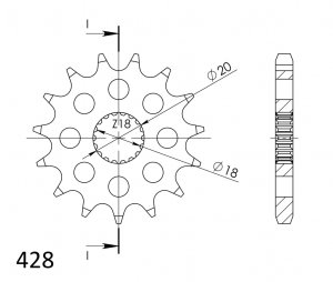 Prednji lančanik SUPERSPROX 14T, 428