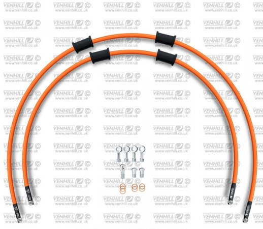 RACE Front brake hose kit Venhill DUC-10006F-OR POWERHOSEPLUS (2 hoses in kit) Orange hoses, chromed fittings