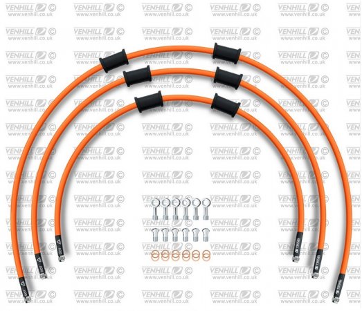 STANDARD Front brake hose kit Venhill KAW-4003FS-OR POWERHOSEPLUS (3 hoses in kit) Orange hoses, stainless steel fittings