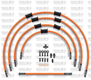 STANDARD Front brake hose kit Venhill KAW-5007FB-OR POWERHOSEPLUS (5 hoses in kit) Orange hoses, black fittings