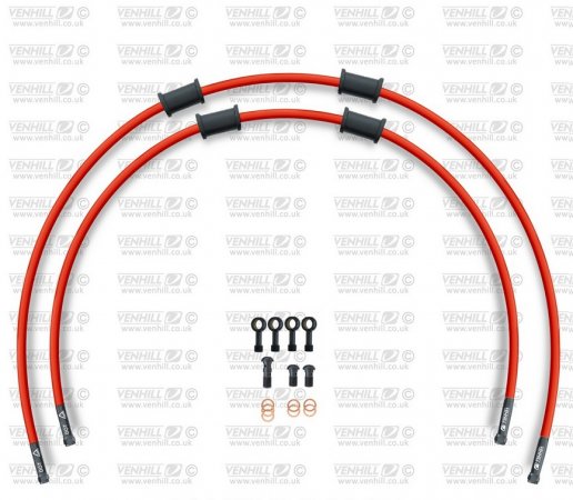 RACE Front brake hose kit Venhill TRI-9008FB-RD POWERHOSEPLUS (2 hoses in kit) Red hoses, black fittings