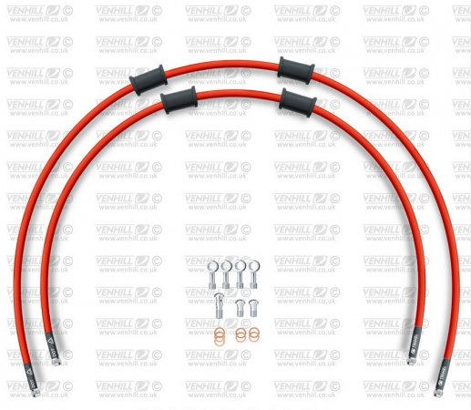 RACE Front brake hose kit Venhill SUZ-7011F-RD POWERHOSEPLUS (2 hoses in kit) Red hoses, chromed fittings