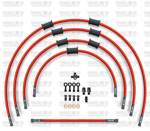 STANDARD Front brake hose kit Venhill KAW-6003FB-RD POWERHOSEPLUS (5 hoses in kit) Red hoses, black fittings