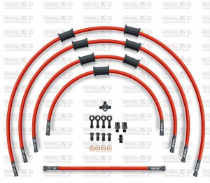 STANDARD Front brake hose kit Venhill KAW-5007FB-RD POWERHOSEPLUS (5 hoses in kit) Red hoses, black fittings