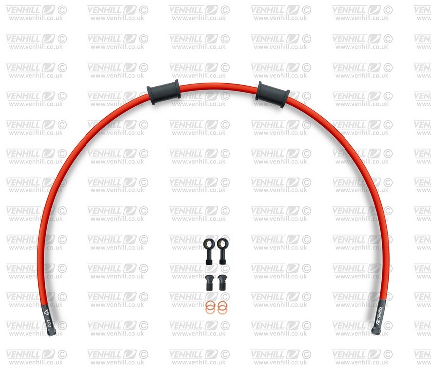 Rear brake hose kit Venhill YAM-1009RB-RD POWERHOSEPLUS (1 hose in kit) Red hoses, black fittings