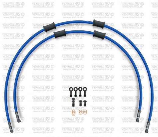 RACE Front brake hose kit Venhill DUC-10006FB-SB POWERHOSEPLUS (2 hoses in kit) Solid blue hoses, black fittings