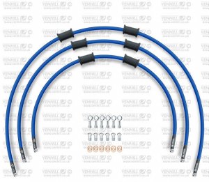 STANDARD Front brake hose kit Venhill KAW-11010F-SB POWERHOSEPLUS (3 hoses in kit) Solid blue hoses, chromed fittings