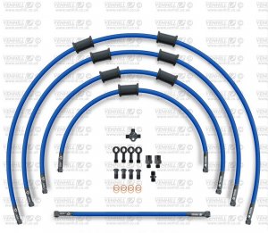 STANDARD Front brake hose kit Venhill KAW-6003FB-SB POWERHOSEPLUS (5 hoses in kit) Solid blue hoses, black fittings