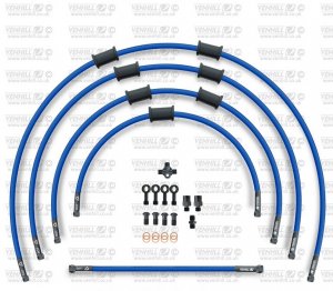 STANDARD Front brake hose kit Venhill KAW-5007F-SB POWERHOSEPLUS (5 hoses in kit) Solid blue hoses, chromed fittings