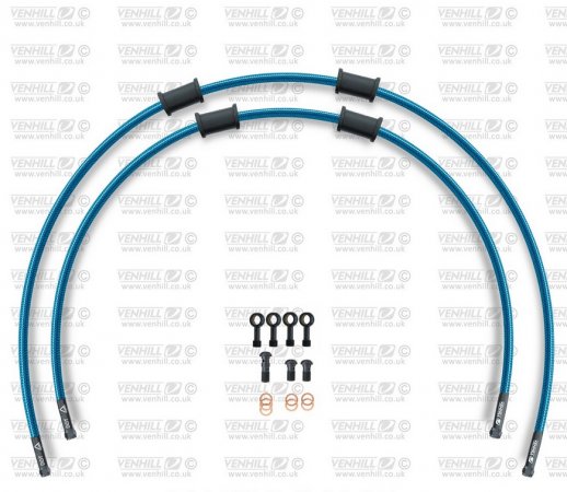 RACE Front brake hose kit Venhill TRI-12004FB-TB POWERHOSEPLUS (2 hoses in kit) Translucent blue hoses, black fittings
