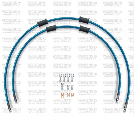 RACE Front brake hose kit Venhill HON-5020F-TB POWERHOSEPLUS (2 hoses in kit) Translucent blue hoses, chromed fittings