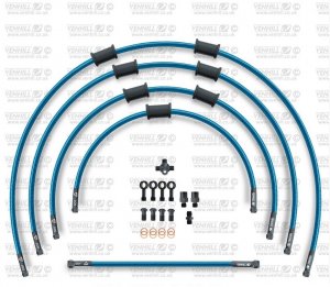 STANDARD Front brake hose kit Venhill KAW-5007FB-TB POWERHOSEPLUS (5 hoses in kit) Translucent blue hoses, black fittings