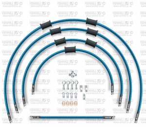 STANDARD Front brake hose kit Venhill KAW-11001F-TB POWERHOSEPLUS (5 hoses in kit) Translucent blue hoses, chromed fittings