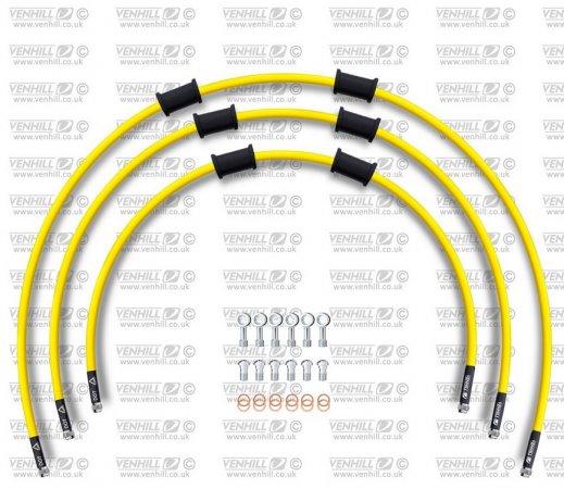 STANDARD Front brake hose kit Venhill HON-7006F-YE POWERHOSEPLUS (3 hoses in kit) Yellow hoses, chromed fittings