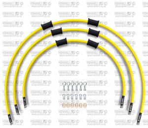 STANDARD Front brake hose kit Venhill KAW-7009F-YE POWERHOSEPLUS (3 hoses in kit) Yellow hoses, chromed fittings