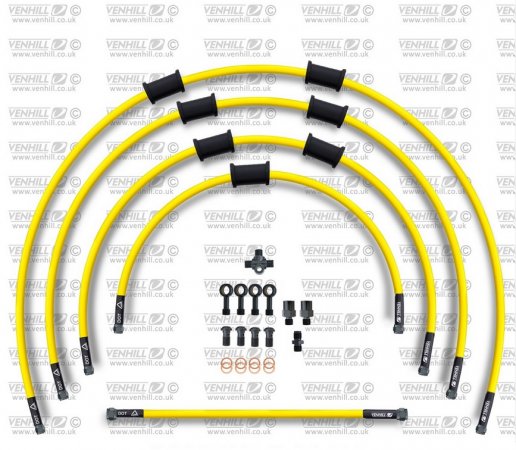 STANDARD Front brake hose kit Venhill KAW-6003FB-YE POWERHOSEPLUS (5 hoses in kit) Yellow hoses, black fittings