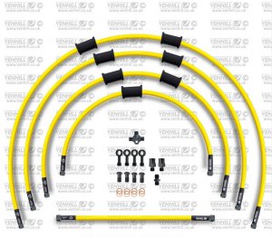 STANDARD Front brake hose kit Venhill KAW-11001FB-YE POWERHOSEPLUS (5 hoses in kit) Yellow hoses, black fittings